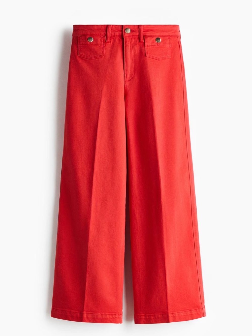 H&M Red High-Waisted Wide-Leg Ankle Jeans – NWT